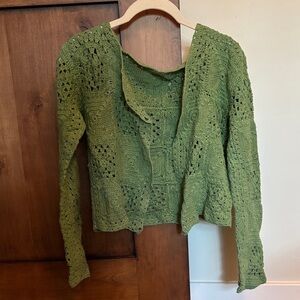 Zara Olive Crochet Blouse